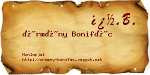 Örmény Bonifác névjegykártya